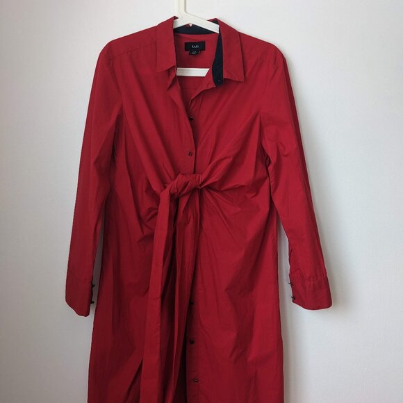 Kazo Red Wrap Around Shirt Dress Size M Medium 6 - Picture 1 of 6